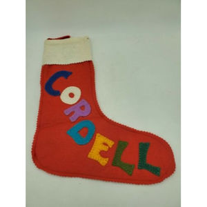 Vintage Felt Christmas Stocking CORDELL Handmade 1950s 1960s Personalized Santa